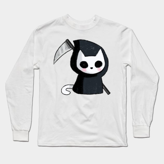 Grim reaper cat art Long Sleeve T-Shirt by Mayarart